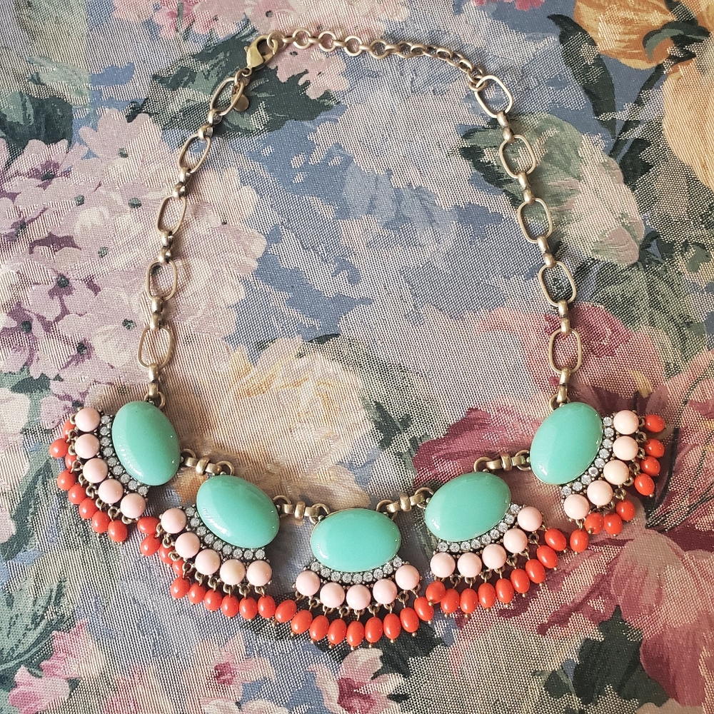 LIKE NEW! JCrew Coral Turquoise Statement Necklace